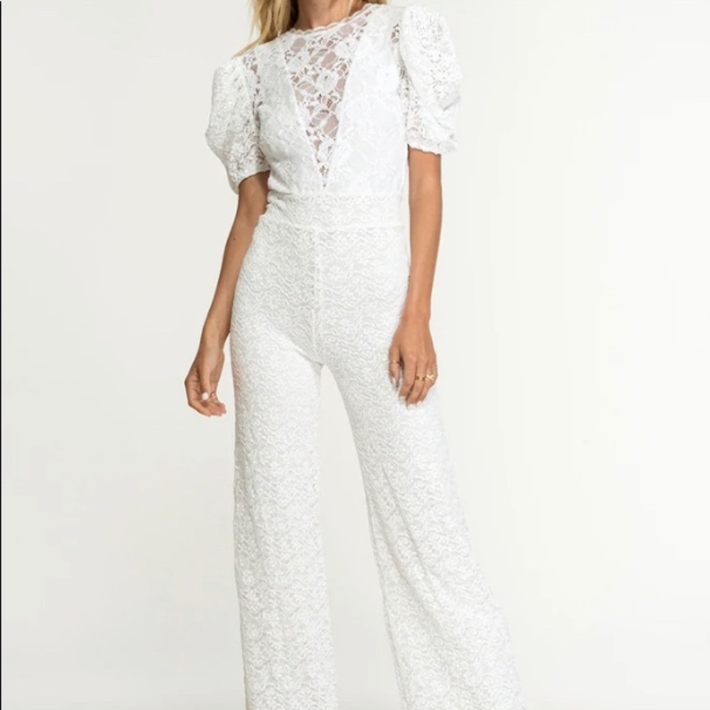 Nightcap Gorgeous Stretchy White Lace Jumpsuit